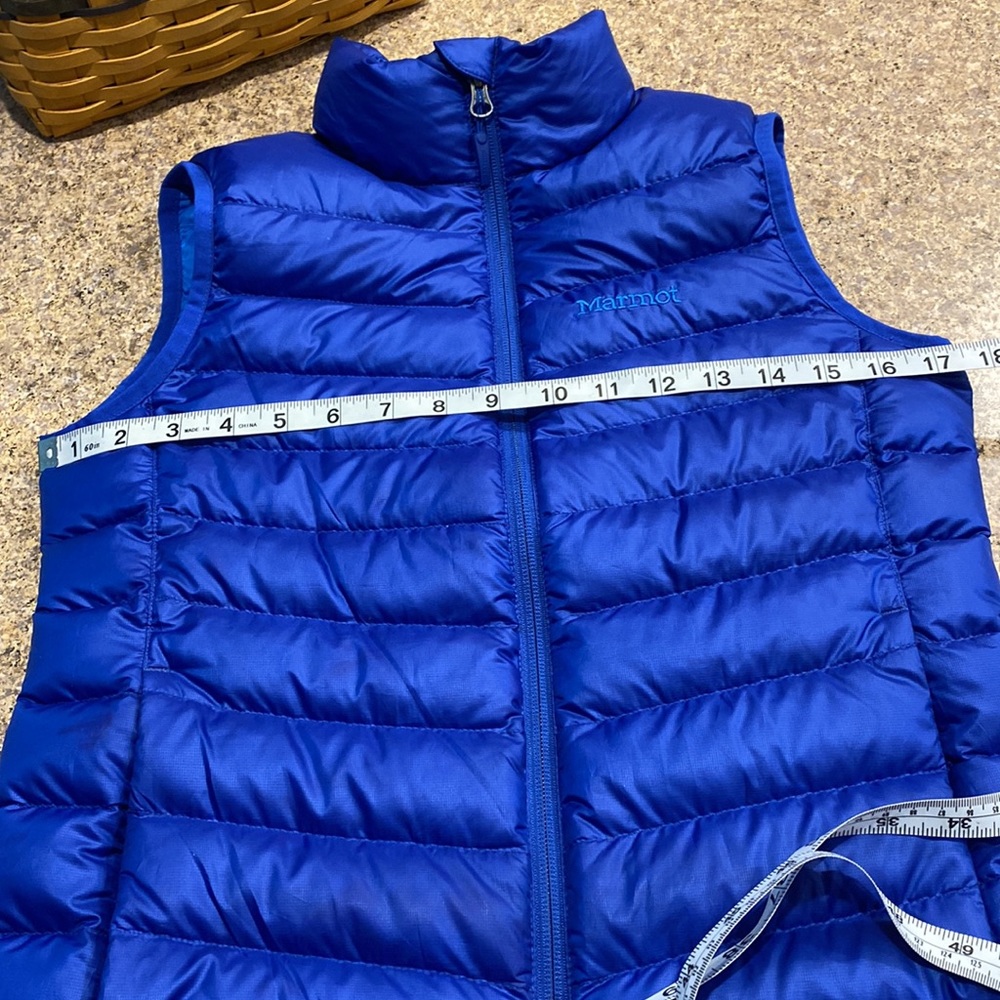 Marmot 700 Fill Duck Down Insulation Blue Puffy Puffer Vest XS - Picture 11 of 17